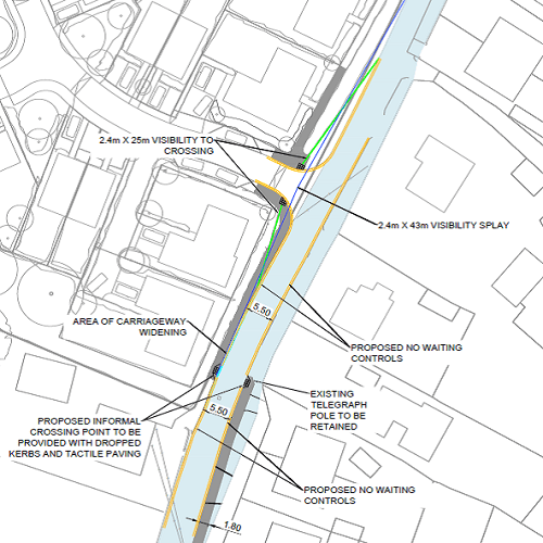 Diagram illustrating proposed addition of yellow lines to Capel Street